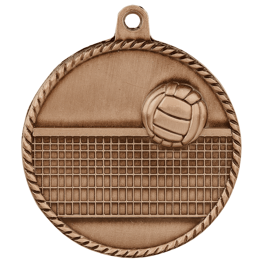 2" Antique Silver Volleyball High Relief Medal