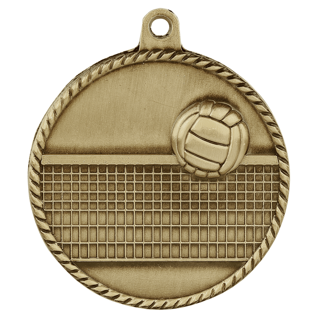 2" Antique Silver Volleyball High Relief Medal