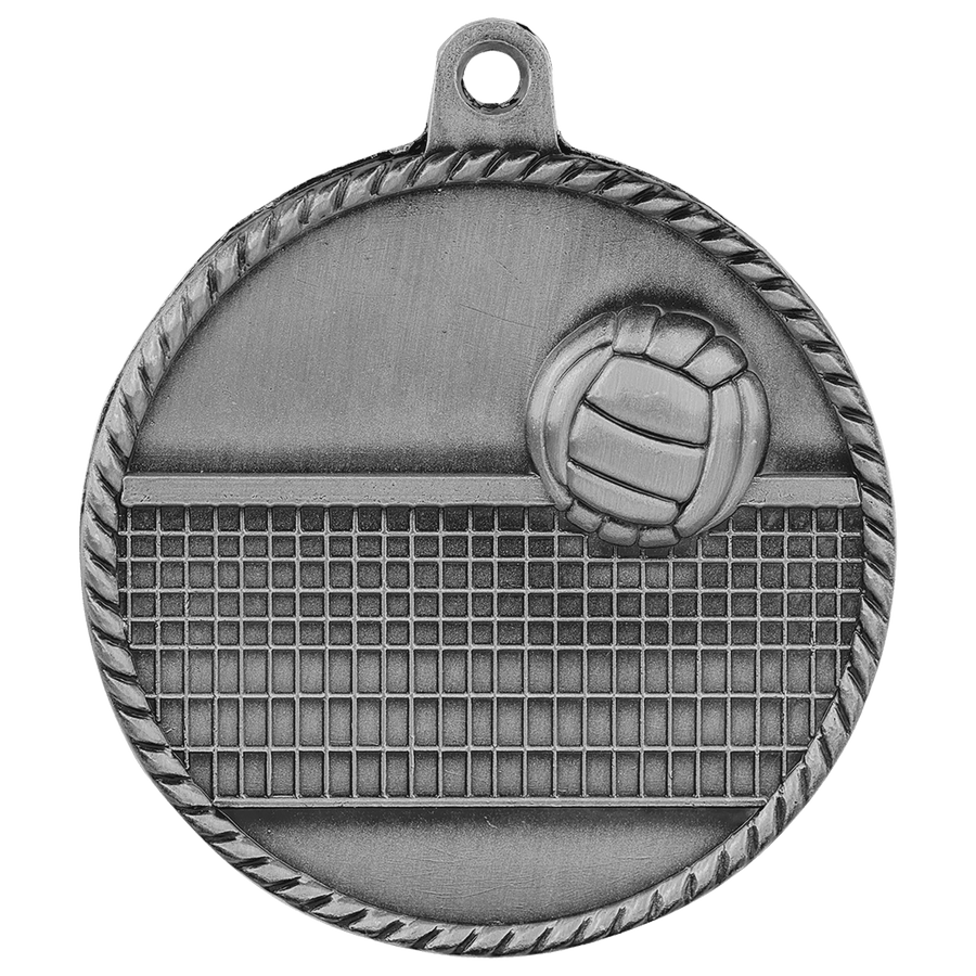 2" Antique Silver Volleyball High Relief Medal