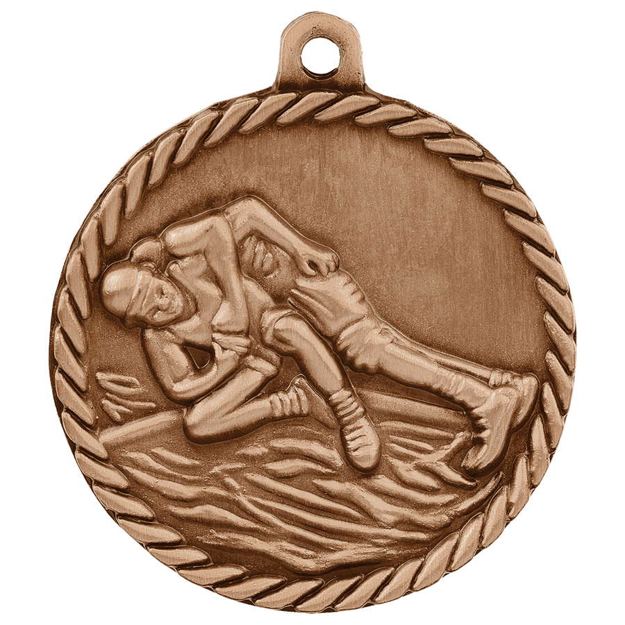 2" Antique Gold Wrestling High Relief Medal