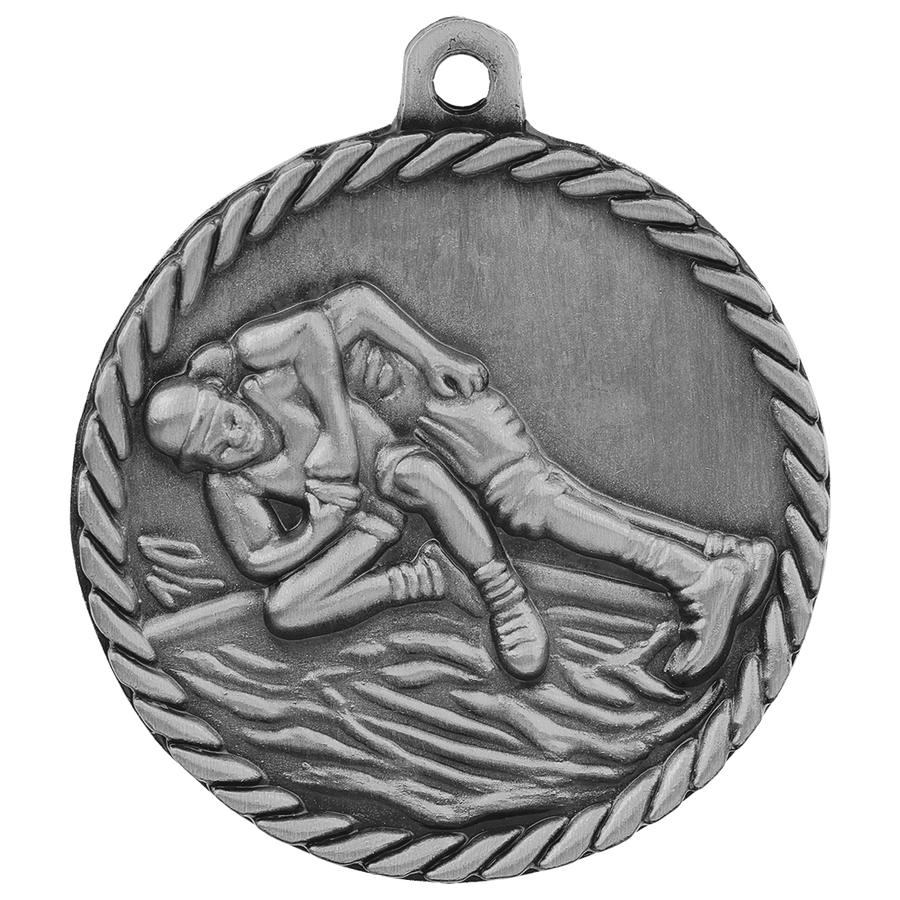 2" Antique Gold Wrestling High Relief Medal