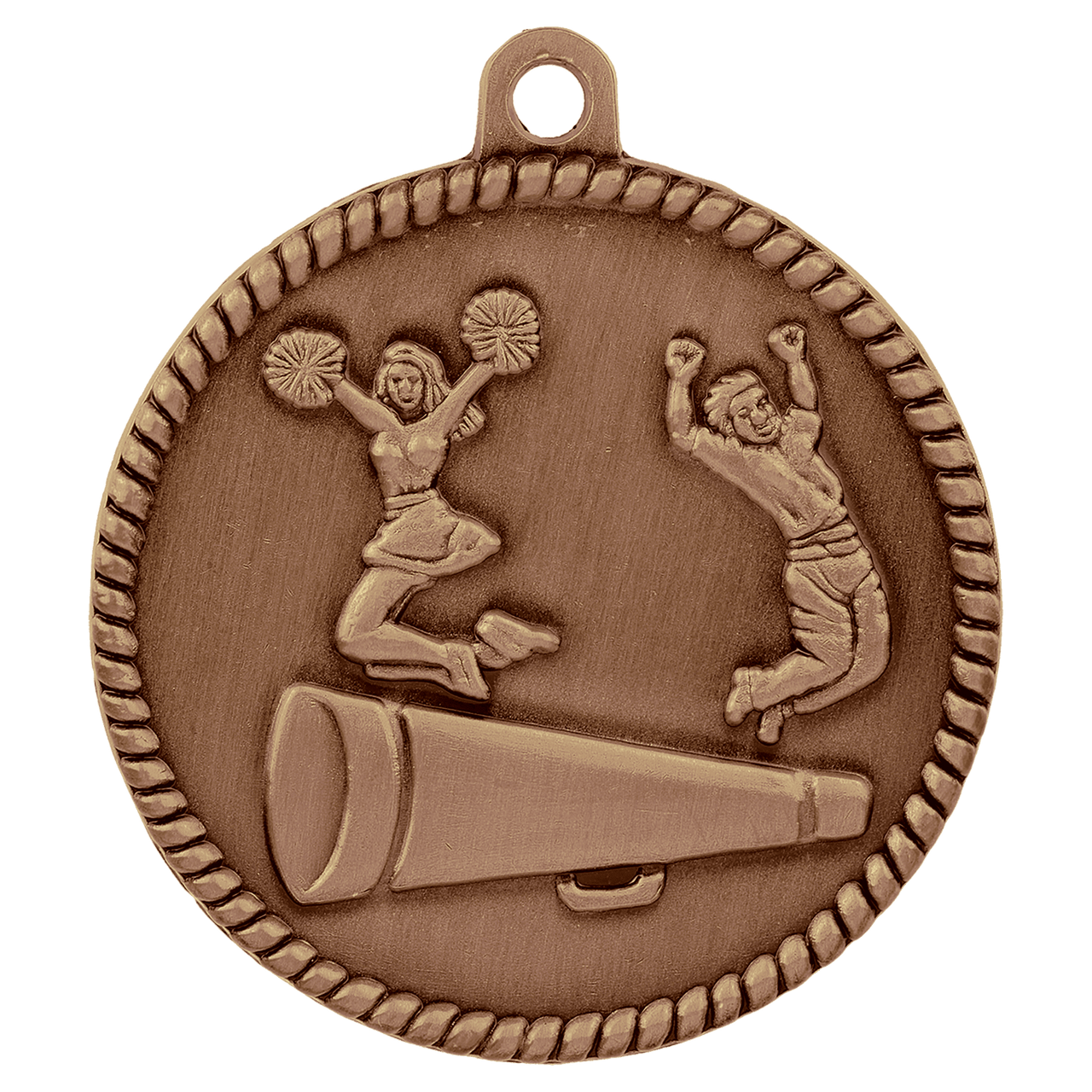 2" Antique Bronze Cheer High Relief Medal