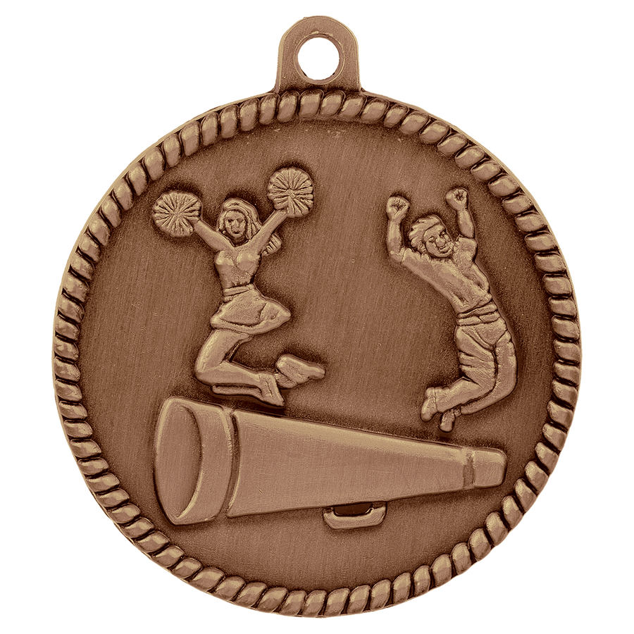 2" Antique Bronze Cheer High Relief Medal
