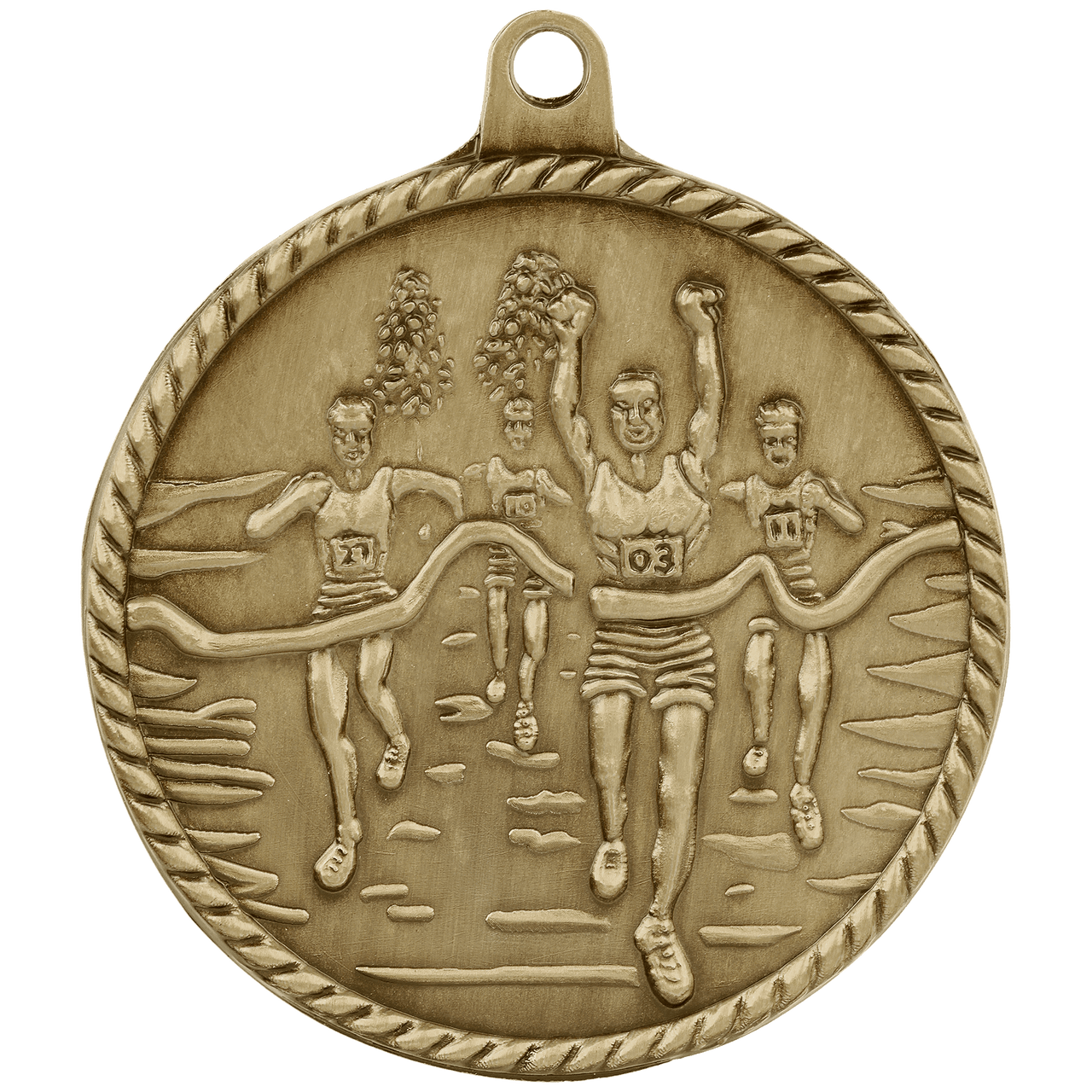2" Antique Silver Cross Country High Relief Medal