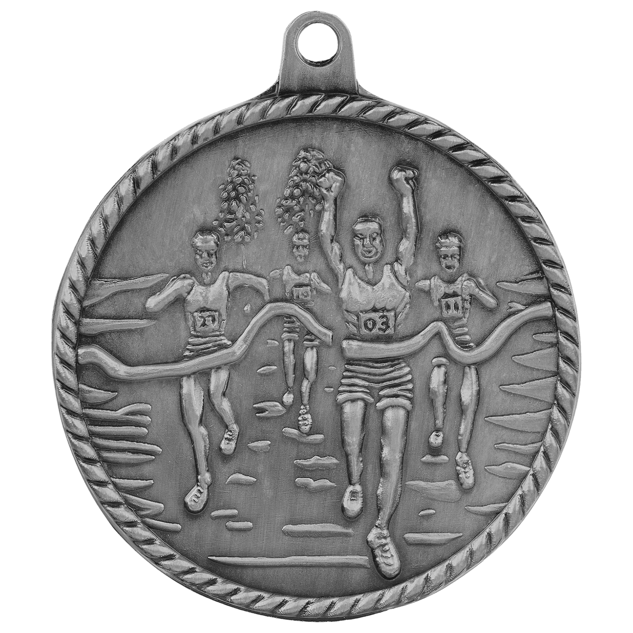 2" Antique Silver Cross Country High Relief Medal
