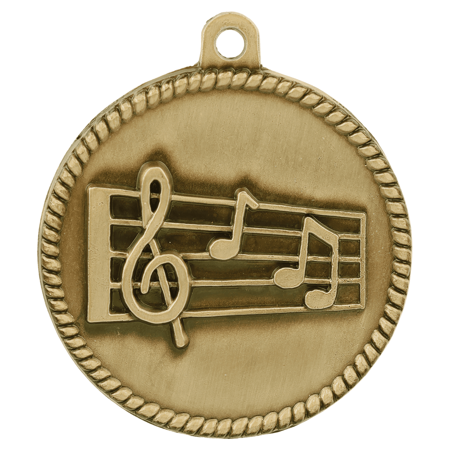 2" Antique Silver Music High Relief Medal