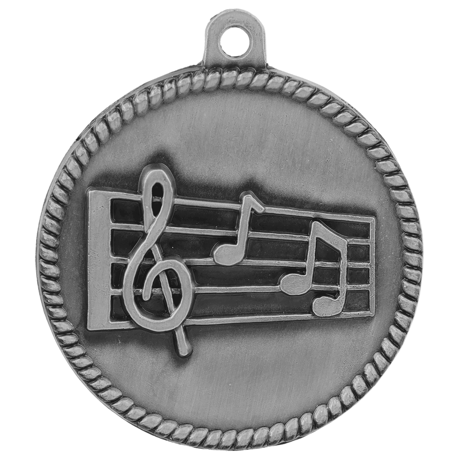 2" Antique Silver Music High Relief Medal