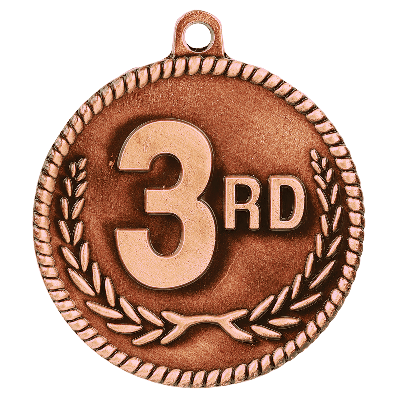 2" Antique Gold 3rd Place High Relief Medal
