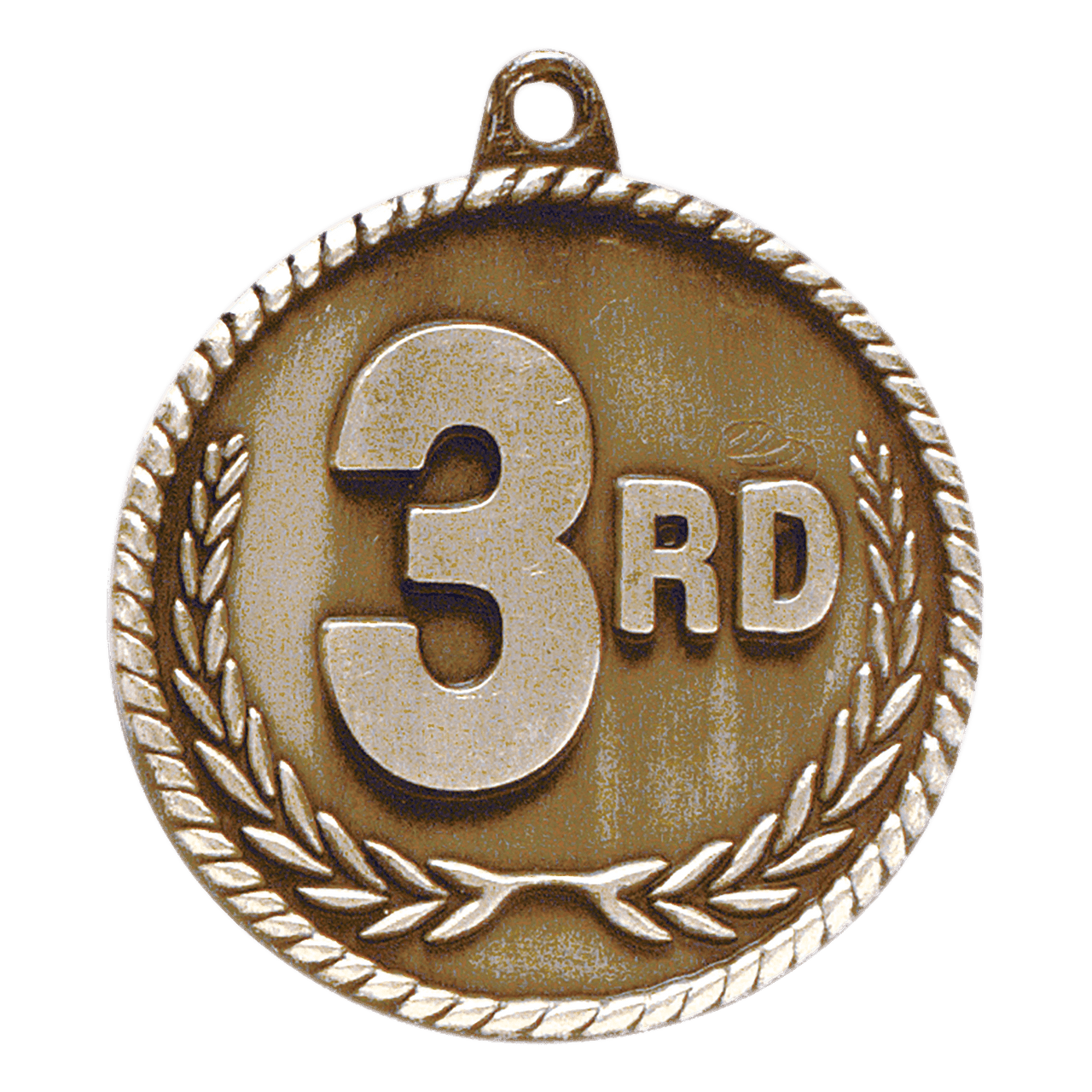 2" Antique Gold 3rd Place High Relief Medal