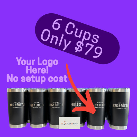 6 for $79 20 oz. Tumbler. One Logo, One Side! Black only