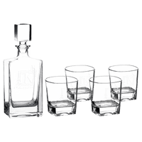Thumbnail for Polar Camel 810mL Rectangle Glass Decanter Set with Four 8 oz. Rocks Glasses in Black Gift Box with Printed Paper Sleeve