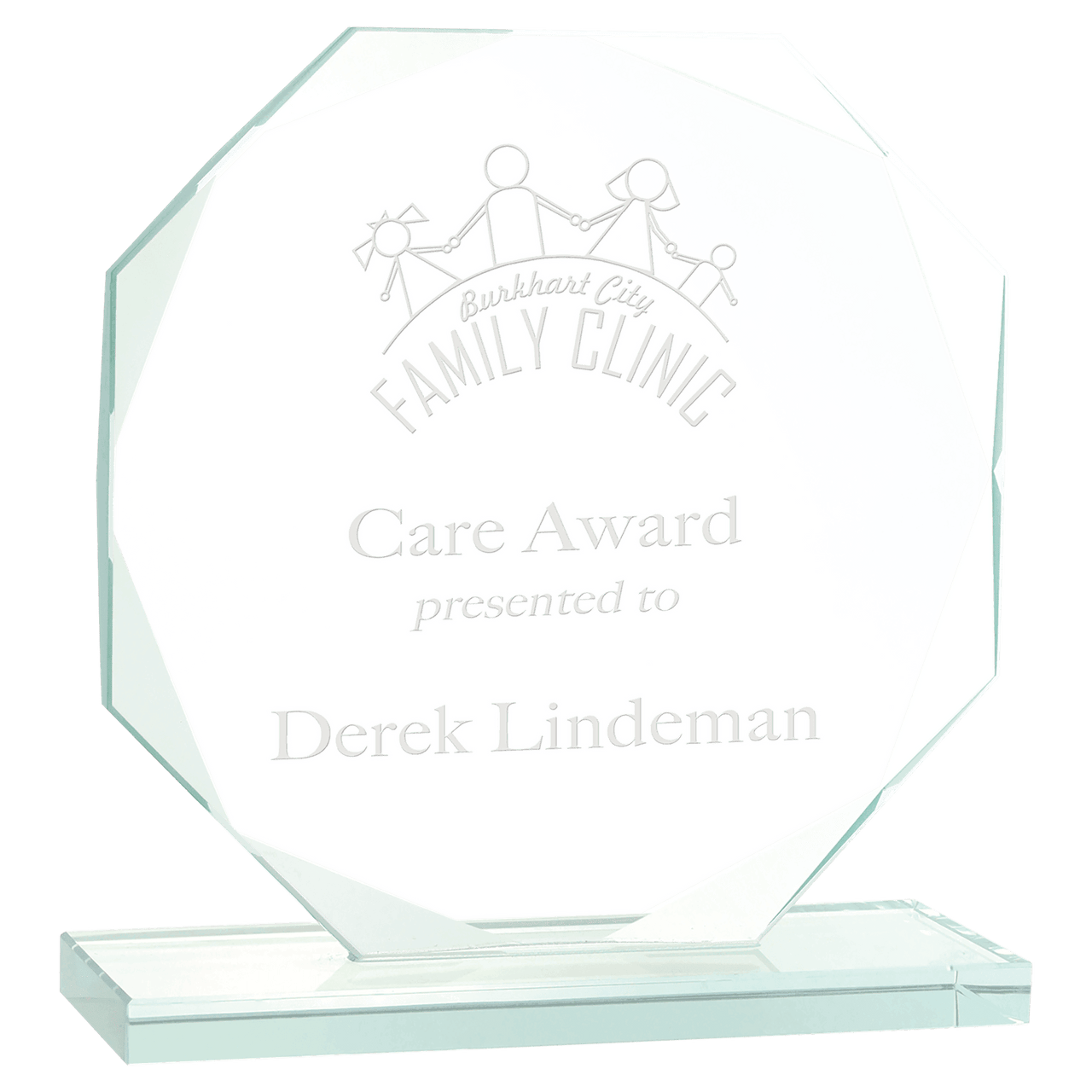 6" Octagon Jade Glass Award