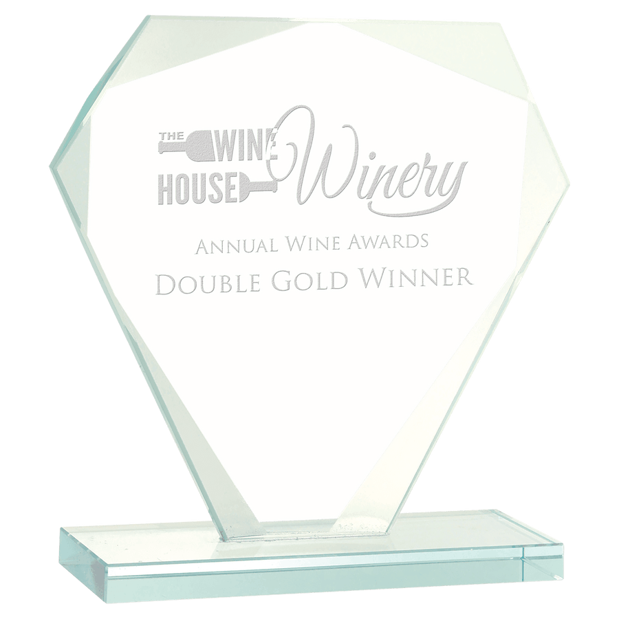 6 1/4" Cut Diamond Jade Glass Award