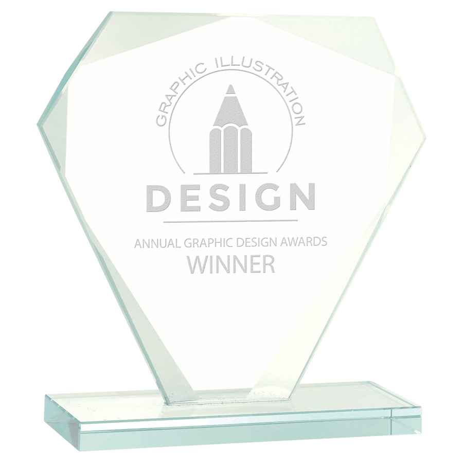 7" Cut Diamond Jade Glass Award