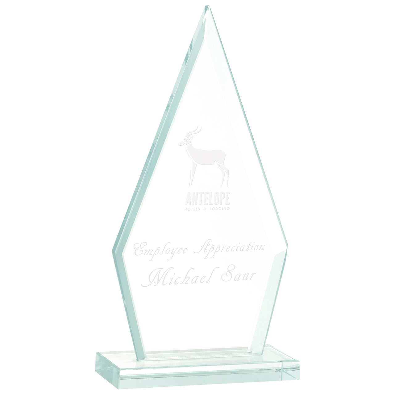 6 3/4" Triangle Jade Glass Award