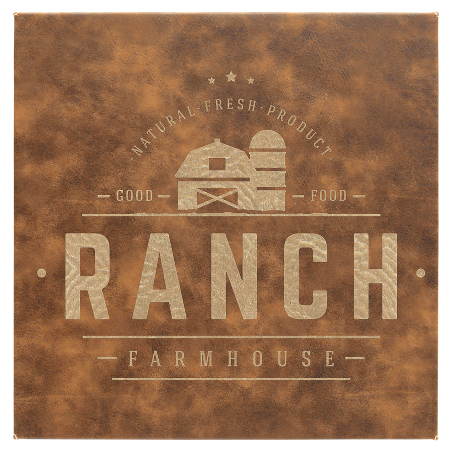10" x 10" Rustic/Gold Laserable Leatherette Wall Decor with Sawtooth Hanger