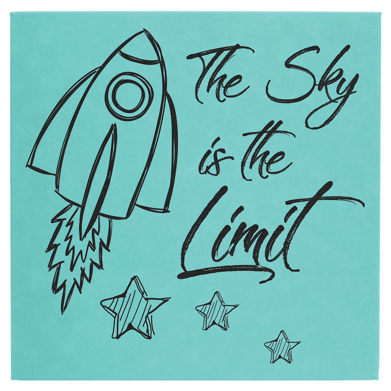 14" x 14" Teal Laserable Leatherette Wall Decor with Sawtooth Hanger