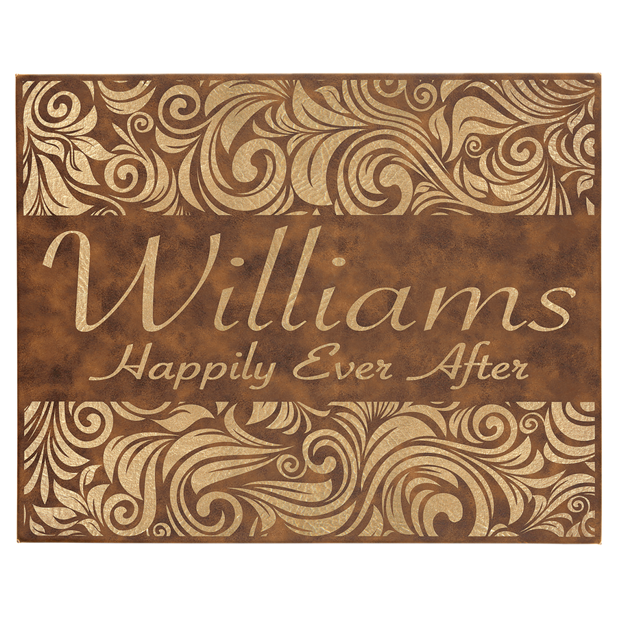 16" x 20" Rustic/Gold Laserable Leatherette Wall Decor with Sawtooth Hanger