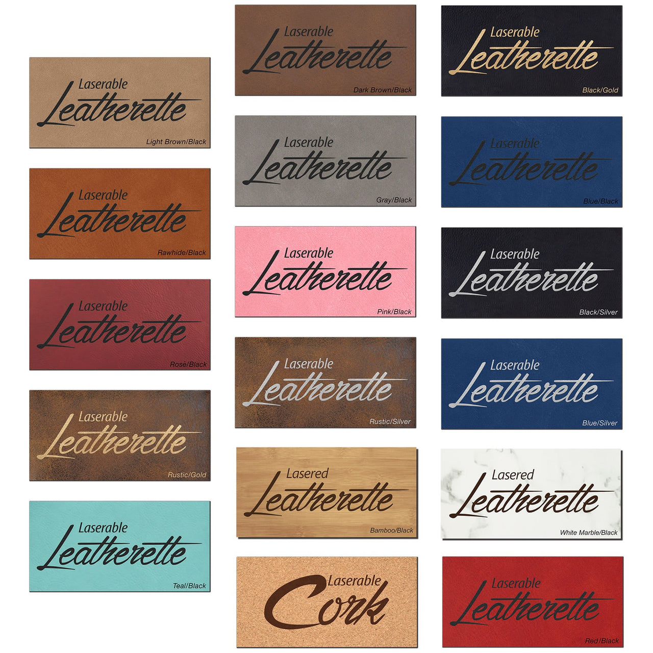 12" x 24" Laserable Leatherette Sheet Stock Sample Set