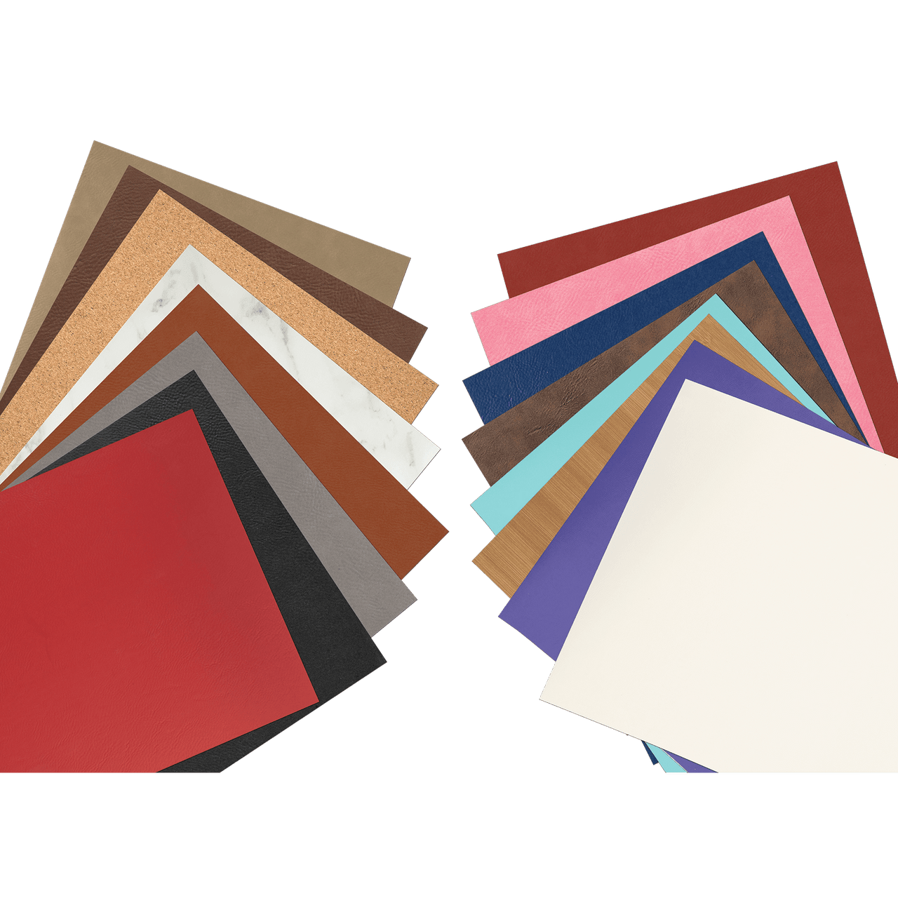 12" x 24" Laserable Leatherette/Cork Sheet Stock Sample Set