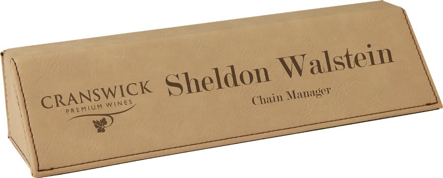 8 1/2" Dark Brown Laserable Leatherette Desk Wedge