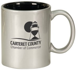 11 oz. Silver/Black Ceramic Round LazerMug