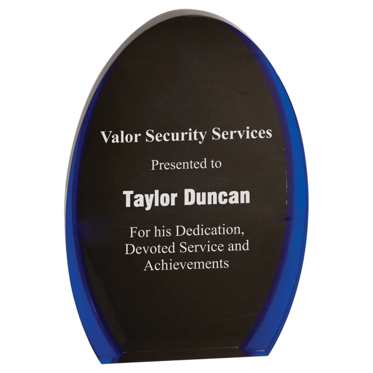 8" Black/Clear Luminary Oval Acrylic