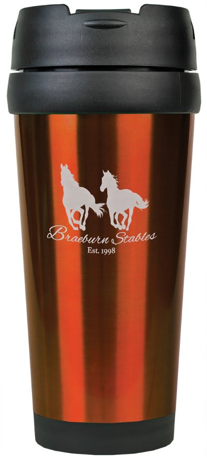 16 oz. Black Laserable Stainless Steel Travel Mug without Handle