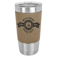 Thumbnail for Polar Camel 20 oz. Light Brown Laserable Leatherette Tumbler with Clear Lid