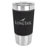 Thumbnail for Polar Camel 20 oz. Black/Silver Laserable Leatherette Tumbler with Clear Lid