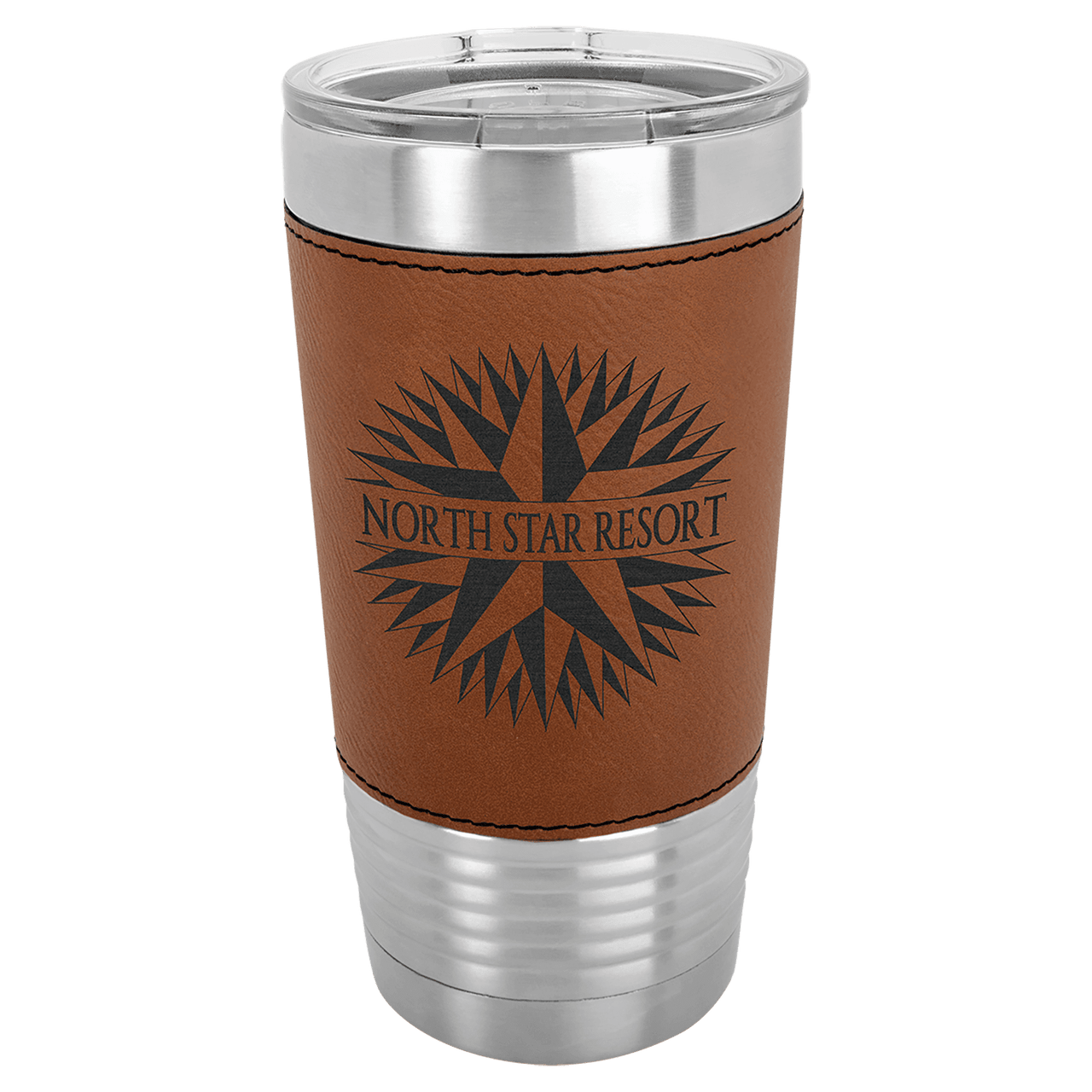 Polar Camel 20 oz. Rawhide Laserable Leatherette Tumbler with Clear Lid