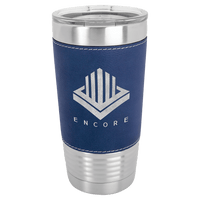 Thumbnail for Polar Camel 20 oz. Blue/Silver Laserable Leatherette Tumbler with Clear Lid