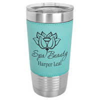 Thumbnail for Polar Camel 20 oz. Teal Laserable Leatherette Tumbler with Clear Lid