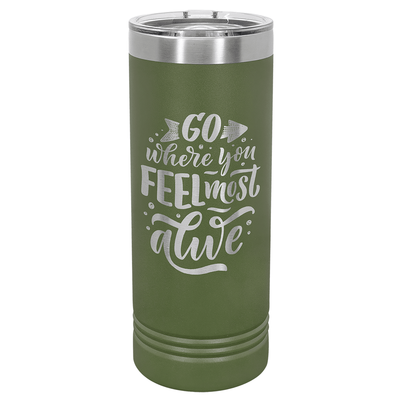 Polar Camel 22 oz. Olive Green Skinny Tumbler with Slider Lid