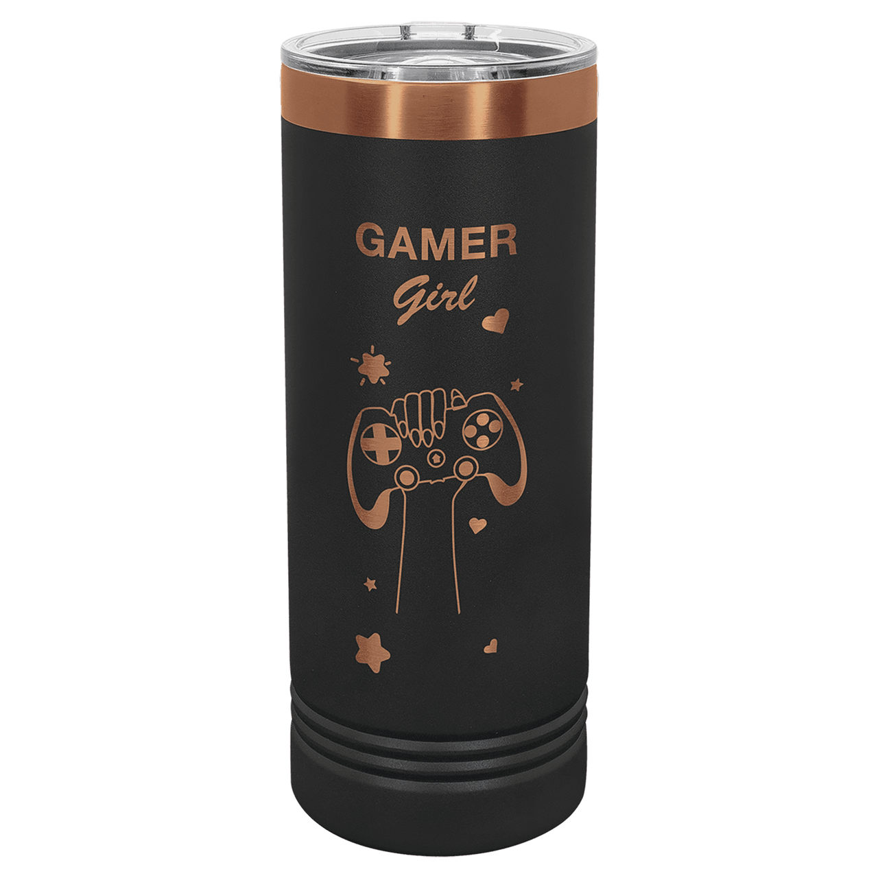 Polar Camel 22 oz. Black/Rose Gold ION-Plated Skinny Tumbler with Slider Lid