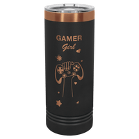 Thumbnail for Polar Camel 22 oz. Black/Rose Gold ION-Plated Skinny Tumbler with Slider Lid