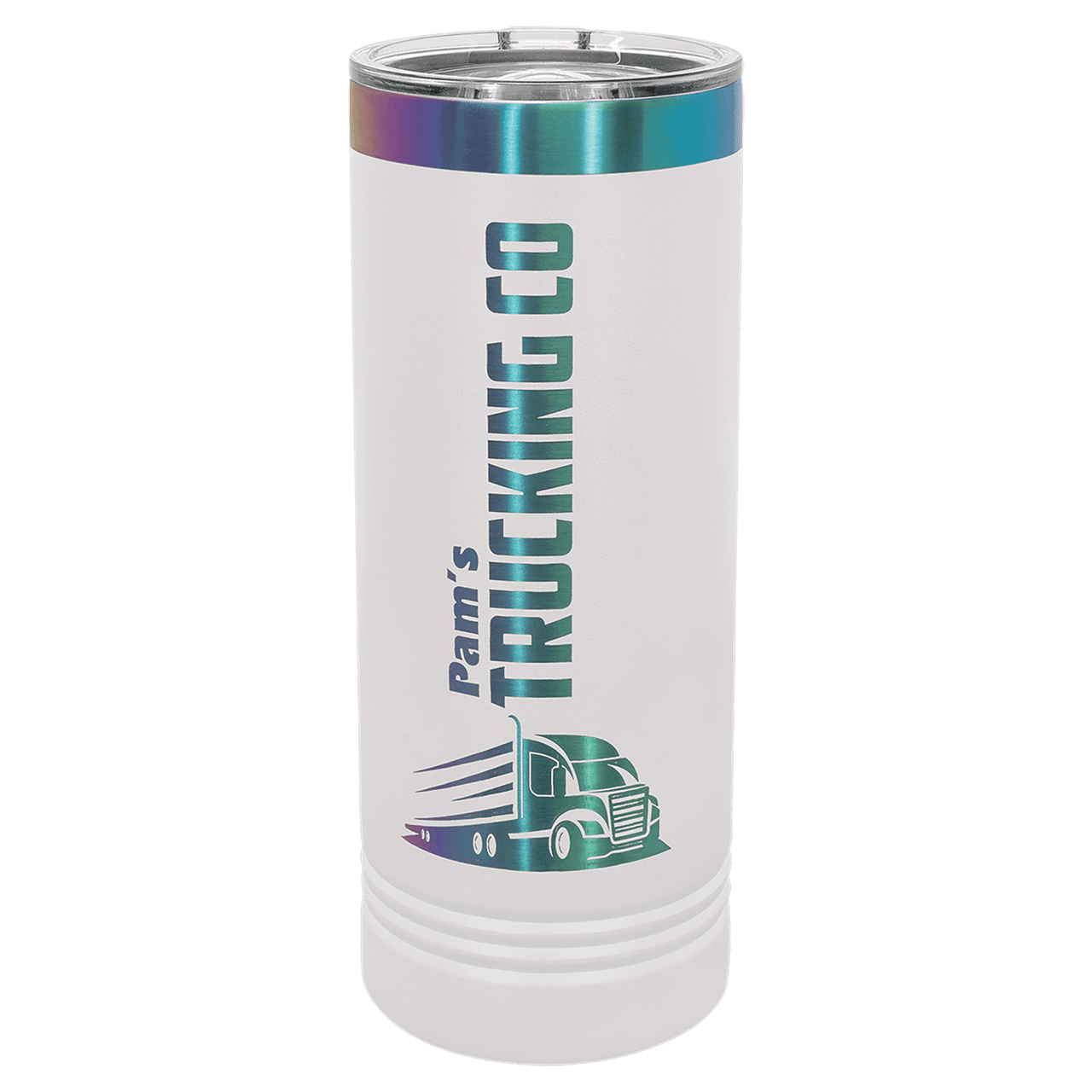 Polar Camel 22 oz. White/Prism ION-Plated Skinny Tumbler with Slider Lid