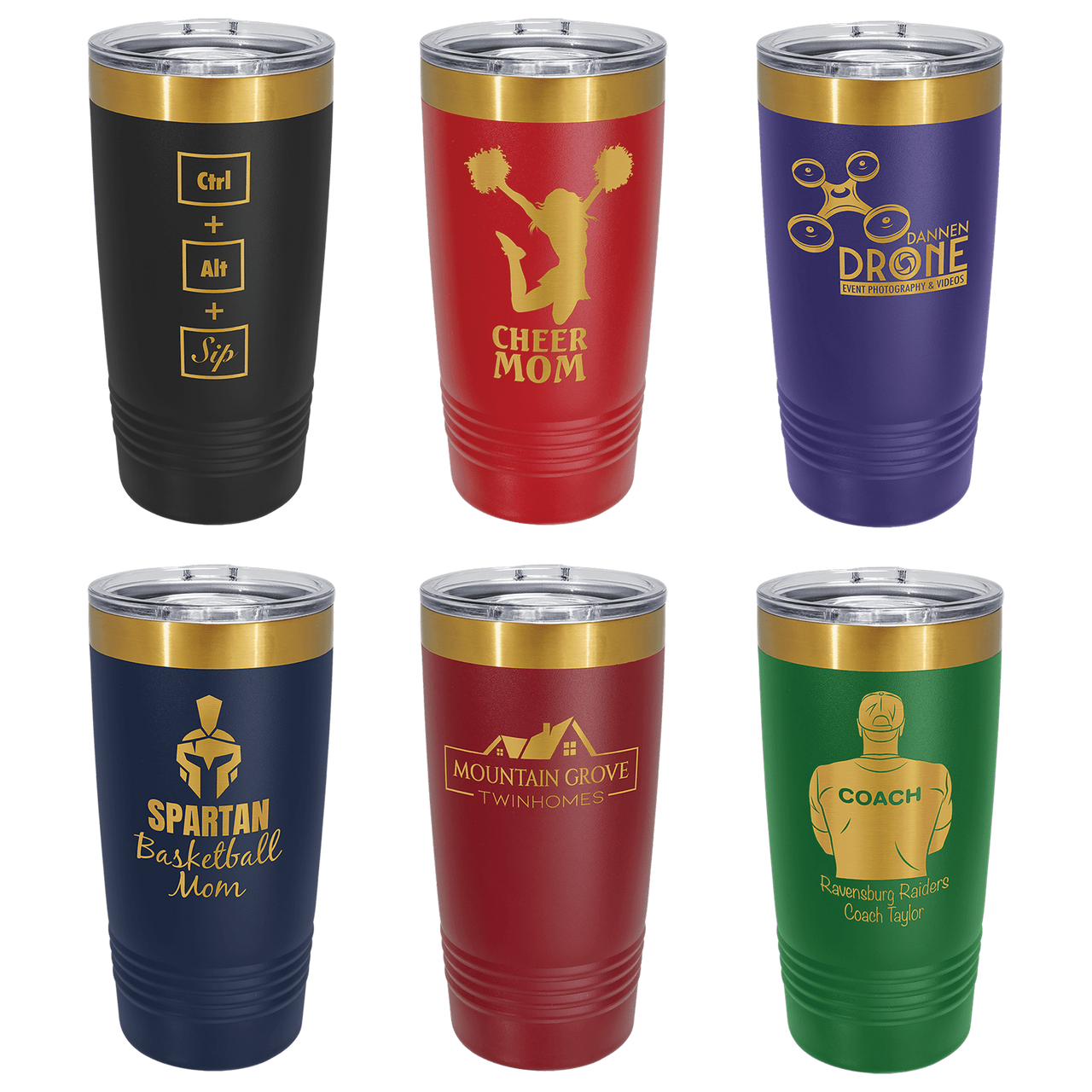 Polar Camel 20 oz. Gold ION-Plated Ringneck Tumbler with Slider Lid
