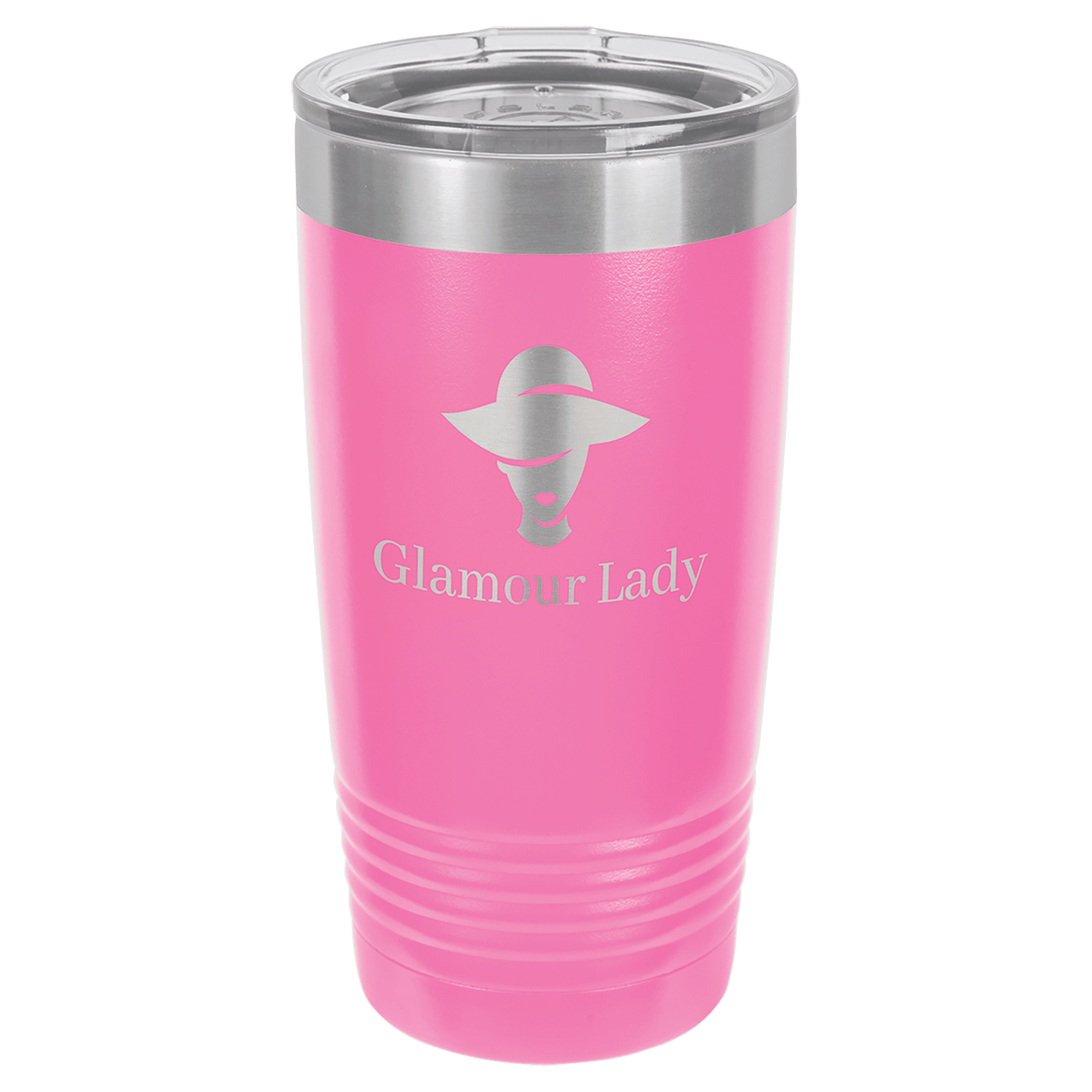 Polar Camel 20 oz. Pink Vacuum Insulated Ringneck Tumbler with Clear Lid