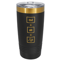 Thumbnail for Polar Camel 20 oz. Black/Bright Gold ION-Plated Ringneck Tumbler with Slider Lid