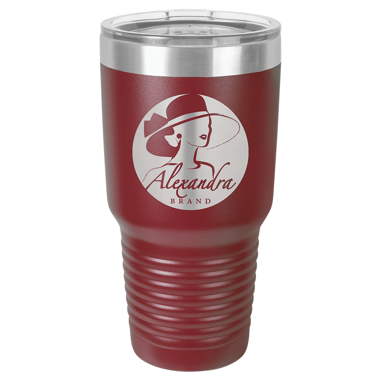 Polar Camel 30 oz. Maroon Vacuum Insulated Ringneck Tumbler with Clear Lid