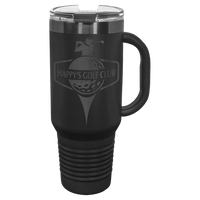 Thumbnail for Polar Camel 40 oz. Black/Ghost Black ION-Plated Travel Mug with Handle, Straw Included