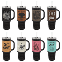 Thumbnail for Polar Camel 40 oz. Black with  Laserable Leatherette Travel Mug with a Straw Sample Set