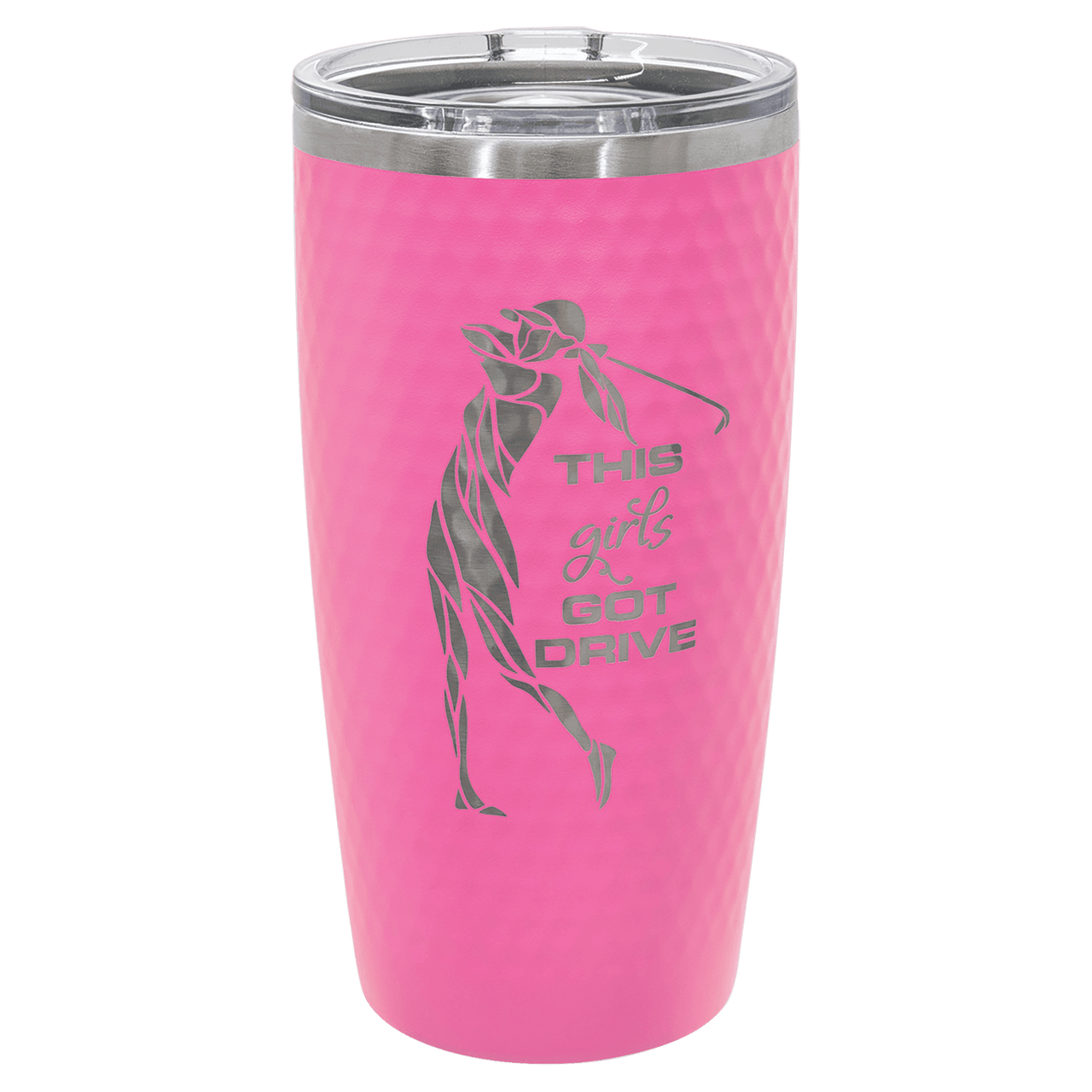 Polar Camel 20 oz. Pink Golf Tumbler with Dimples and Slider Lid