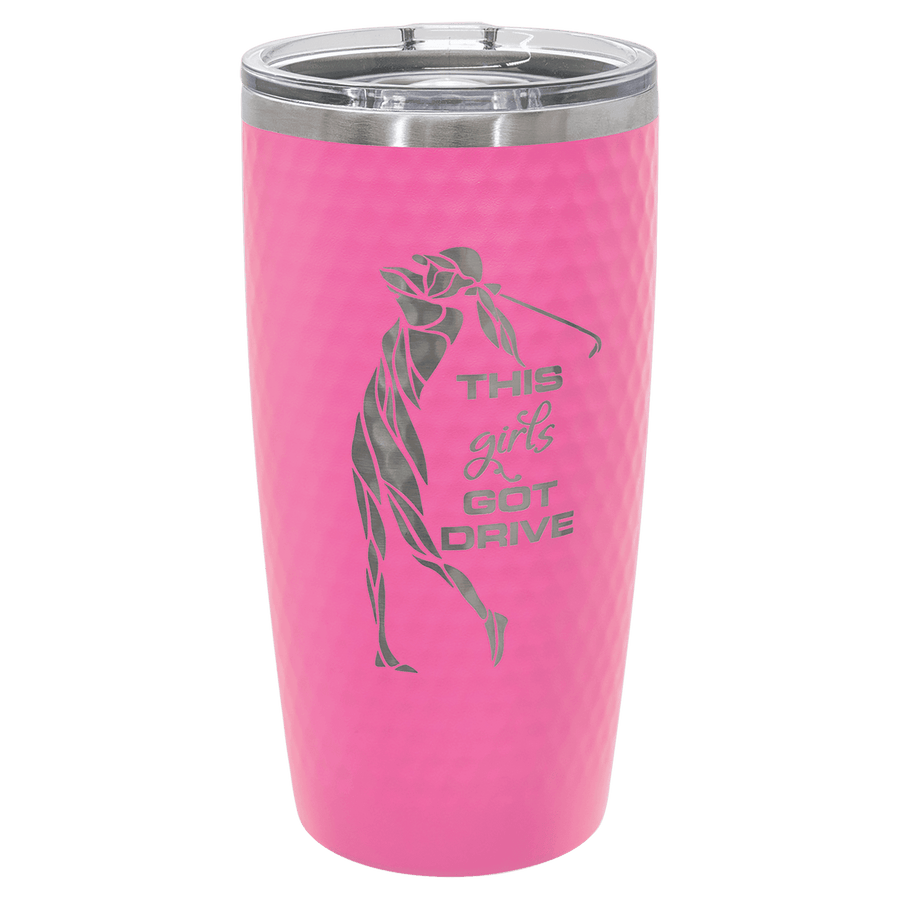 Polar Camel 20 oz. Pink Golf Tumbler with Dimples and Slider Lid