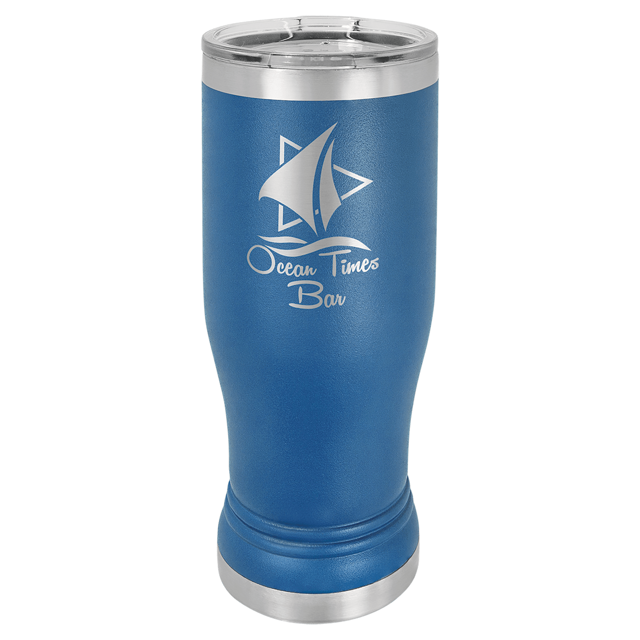 Royal Blue 14 oz. Polar Camel Pilsner with Clear Lid