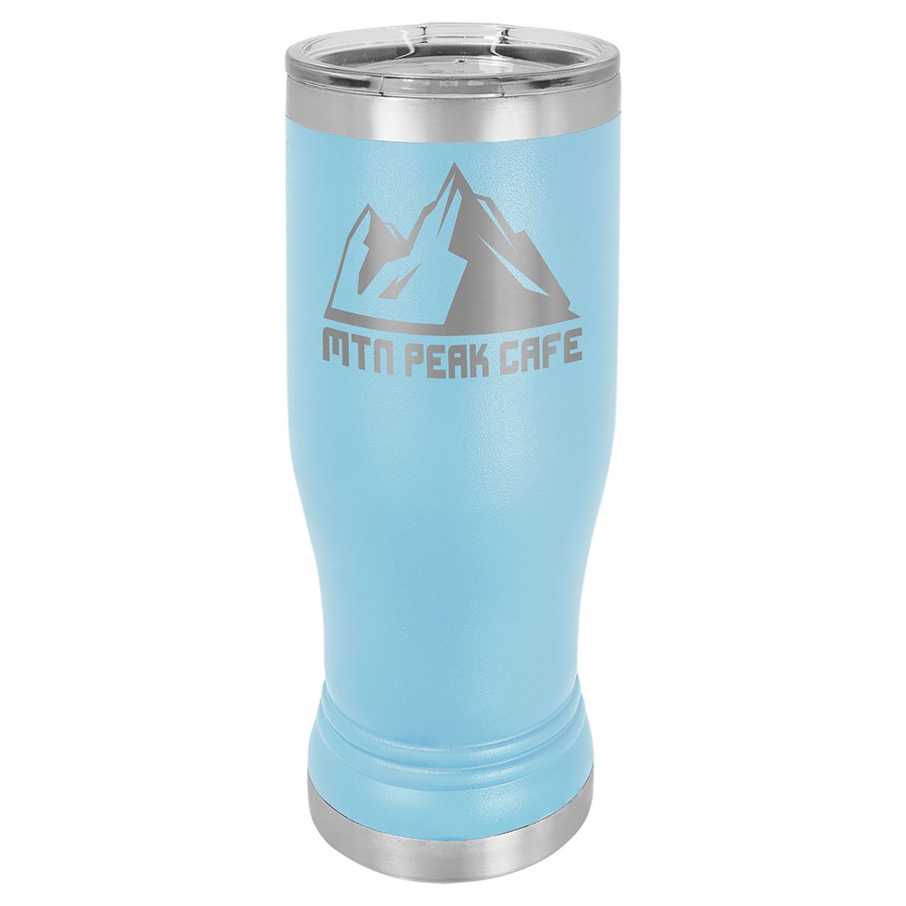 Light Blue 14oz. Polar Camel Pilsner with Clear Lid