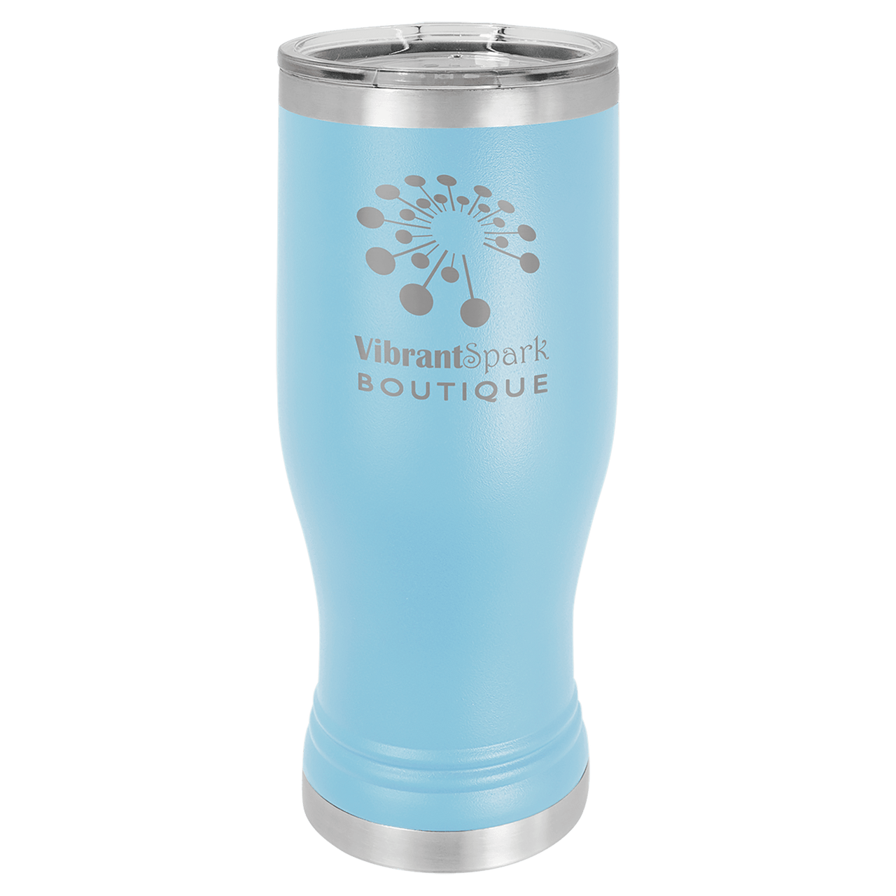 Polar Camel Light Blue 20 oz. Pilsner with Clear Lid