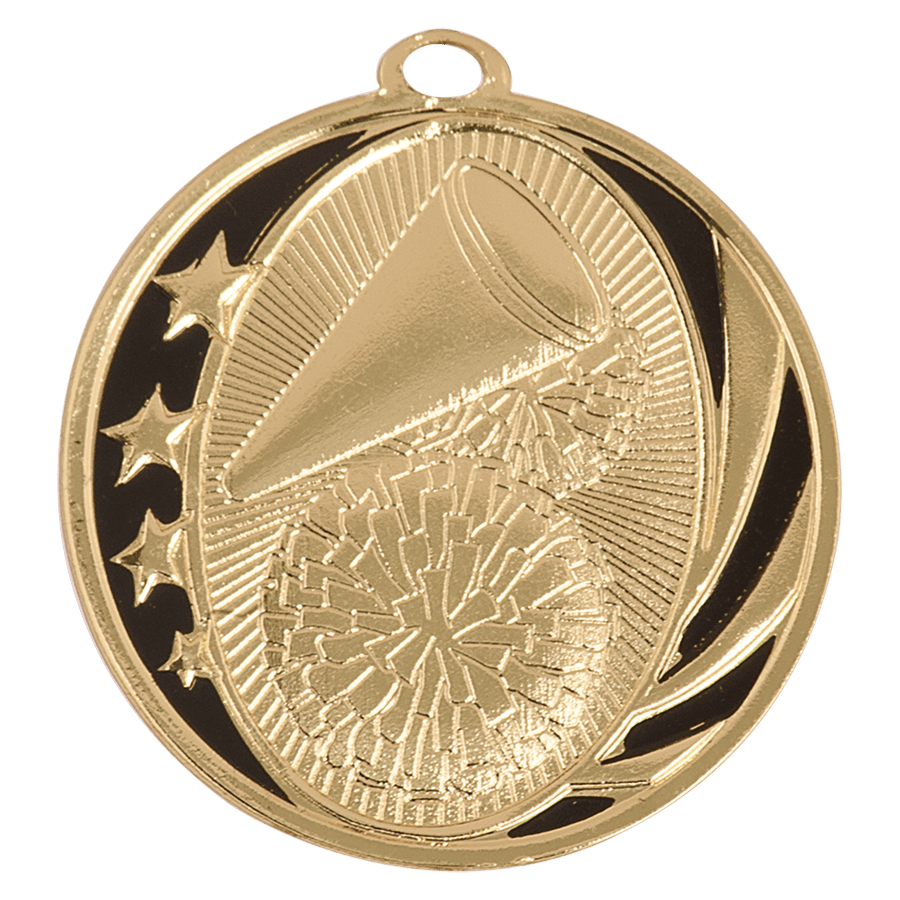 2" Bright Gold Cheer Laserable MidNite Star Medal