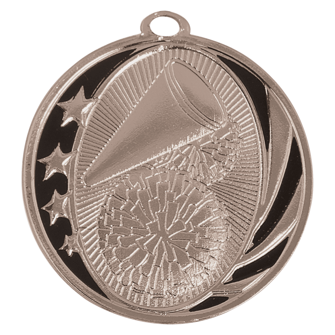2" Bright Silver Cheer Laserable MidNite Star Medal